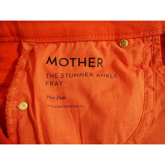 Mother Tomato Red Orange The Stunner Ankle Fray Play Date Jeans, Size 26 - Picture 14 of 15